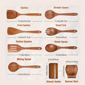 KEMORELA 9pcs Wooden Spoons & Utensils Set with Holder – Eco-Friendly Teak Wood Kitchen Cooking Tools