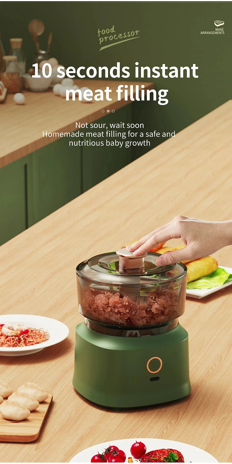 HOMEFISH Mini Wireless Electric Garlic Press – 350ml USB Rechargeable Food Shredder & Meat Grinder