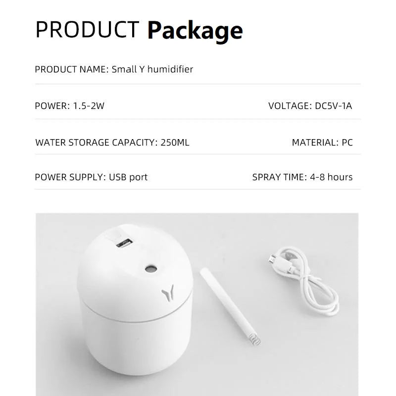 USB Mini Humidifier 250ml – Quiet Aromatherapy Evaporative Diffuser for Home, Office & Bedroom | ATWFS