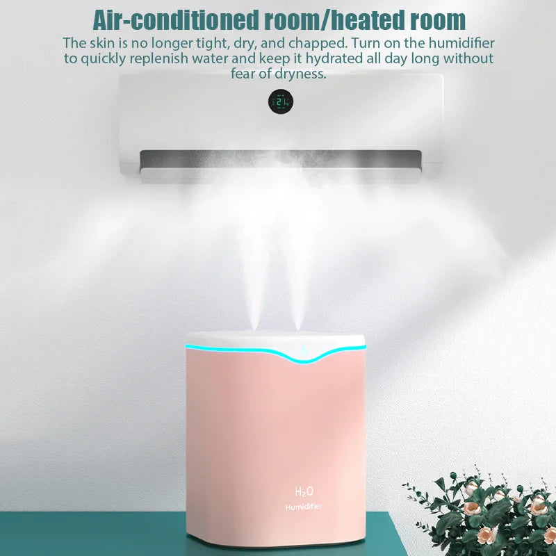 Large Capacity Air Humidifier 2000ml – Double Spray Aromatherapy Essential Oil Diffuser for Home & Office | XMSJ