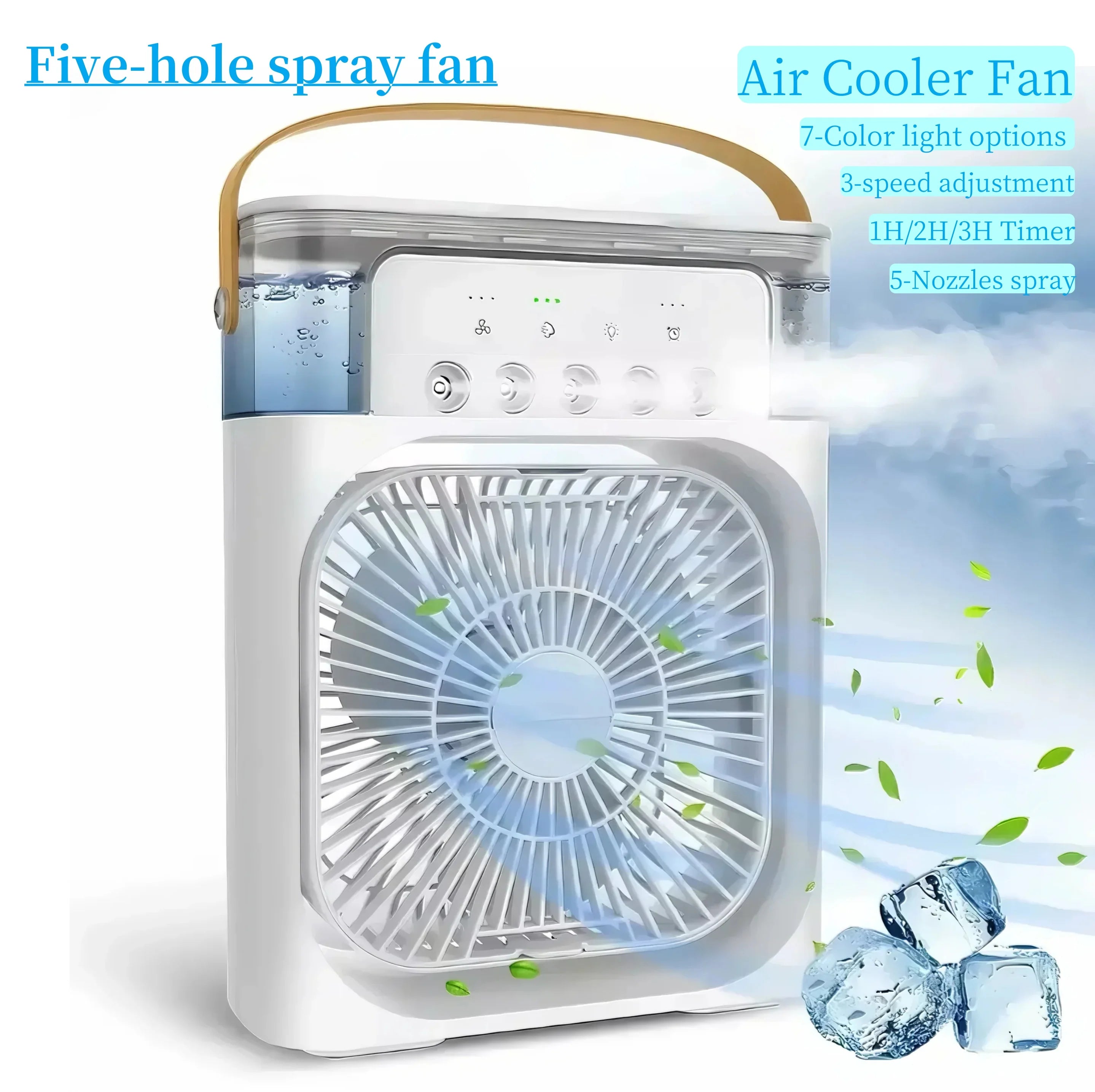 Portable Mini Air Conditioner – USB Personal Air Cooler Fan with Mist Humidifier & LED Night Light