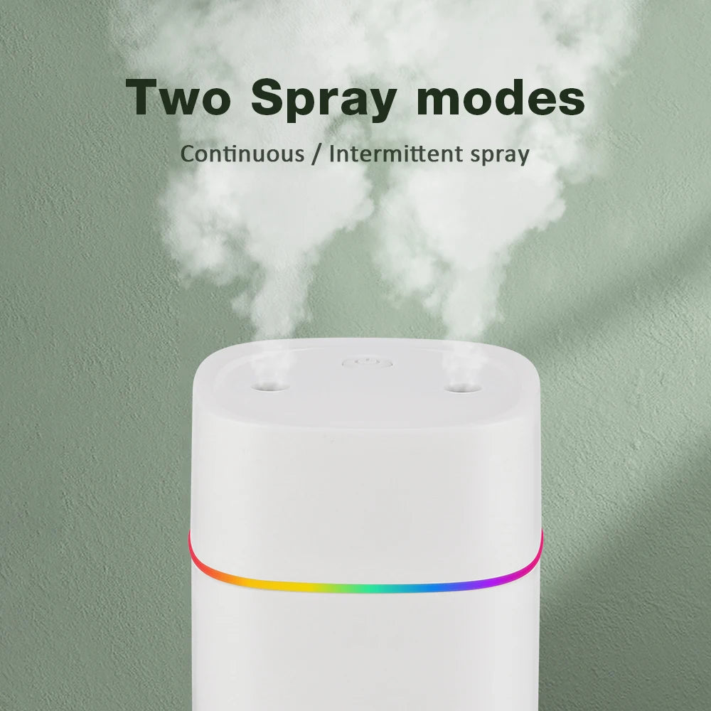 Large Air Humidifier 600ml – Double Spray Aromatherapy Essential Oil Diffuser with Colorful Lights for Home, Office & Car | AFDEAL