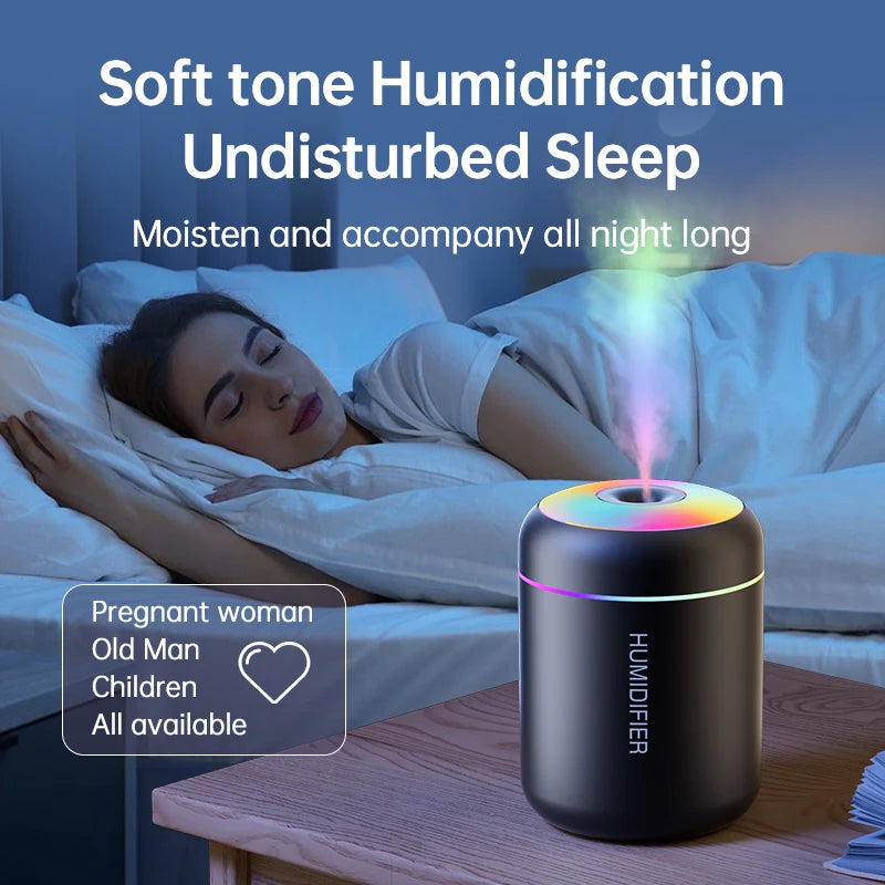 USB Mini Ultrasonic Humidifier 180ml – Aromatherapy Mist Diffuser with Touch Control for Home & Bedroom | Searide H09 Pro