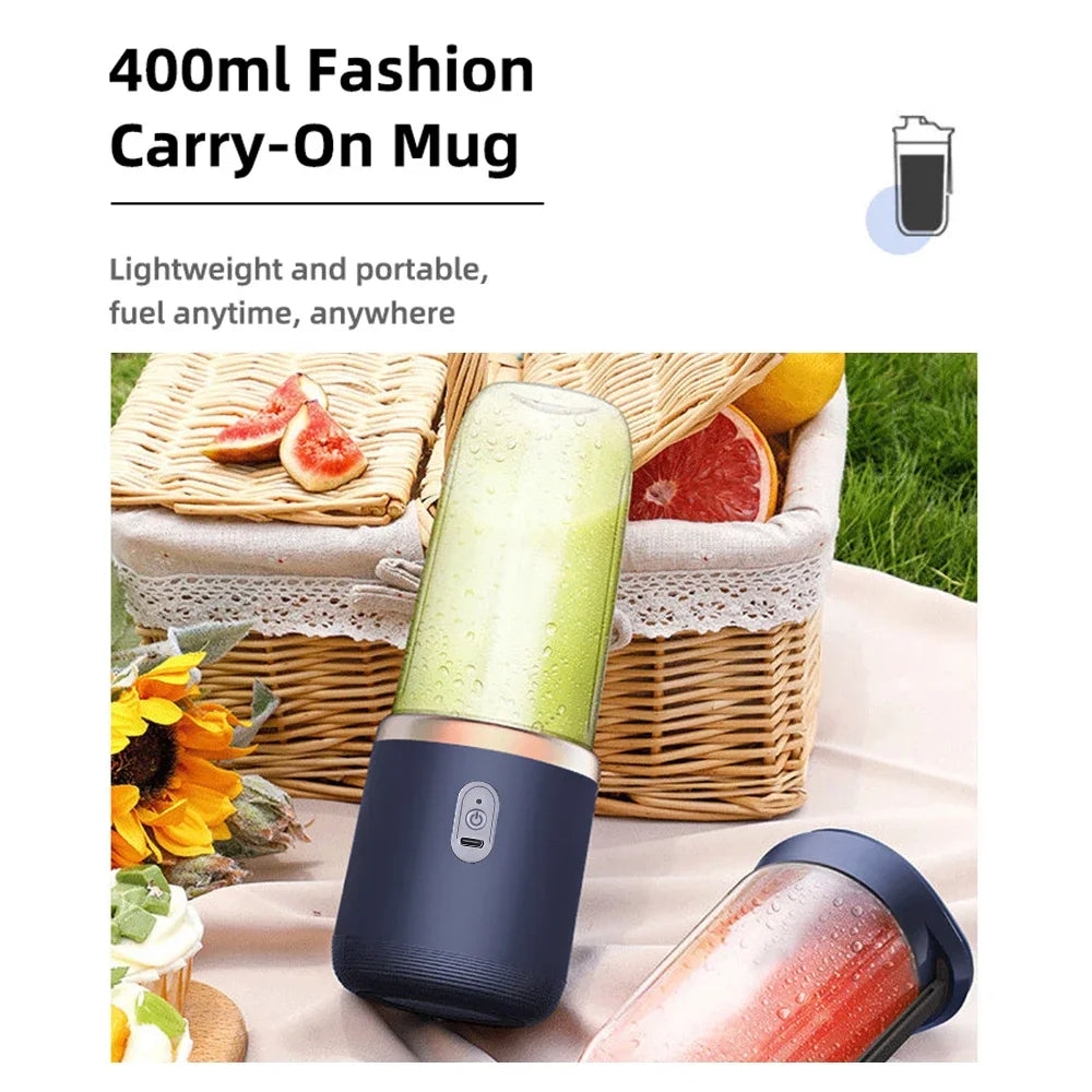 FLAREMORE Portable Juicer Blender Cup – 400ml USB Type-C Rechargeable 40W Personal Citrus Juicer
