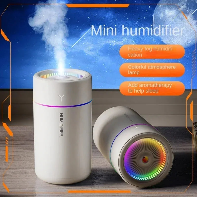Air Humidifier 280ml – Large Fog Volume Colorful Atmosphere Light Silent Aroma Diffuser for Home & Car | Searide H06