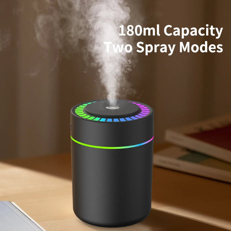 Air Humidifier & Aroma Diffuser 180ml – Aromatherapy Essential Oil Diffuser with Colorful LED Lights for Home, Car & Bedroom | kebidumei