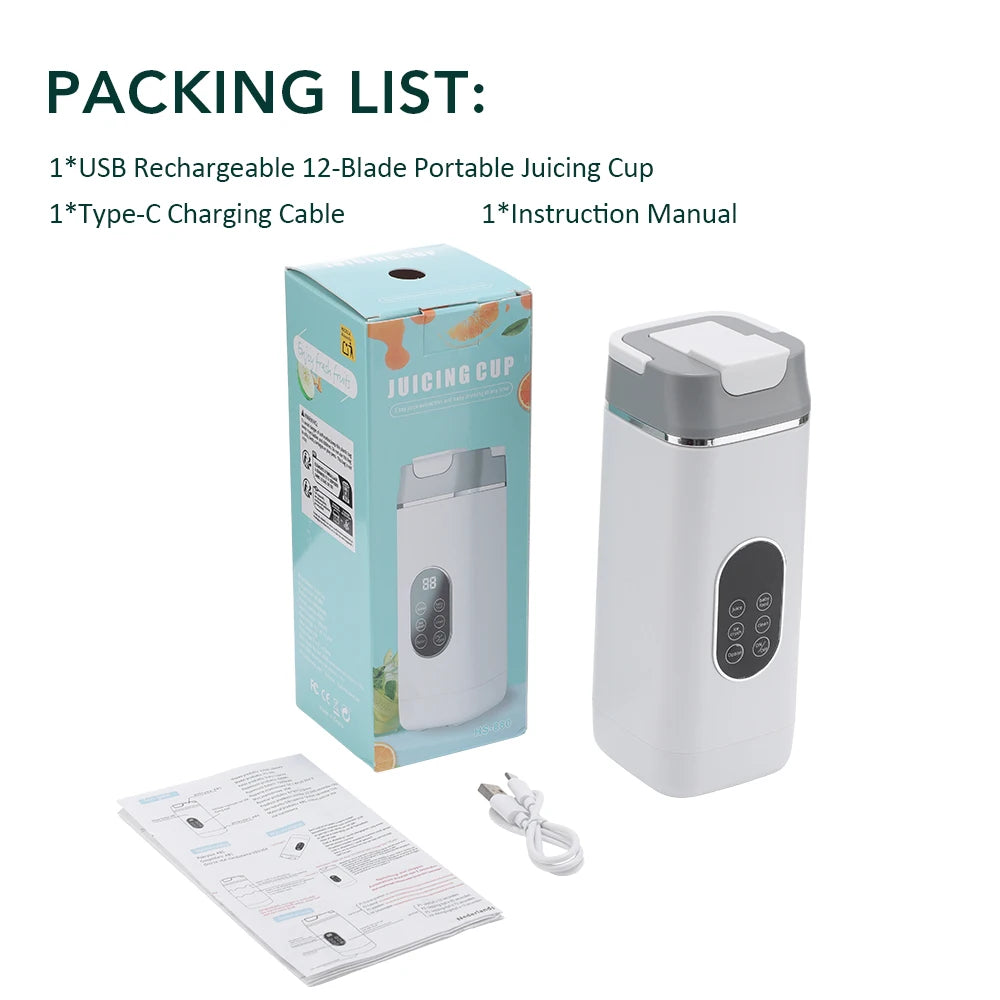 FLAREMORE Portable Juicer Blender Cup – 400ml USB Type-C Rechargeable 40W Personal Citrus Juicer