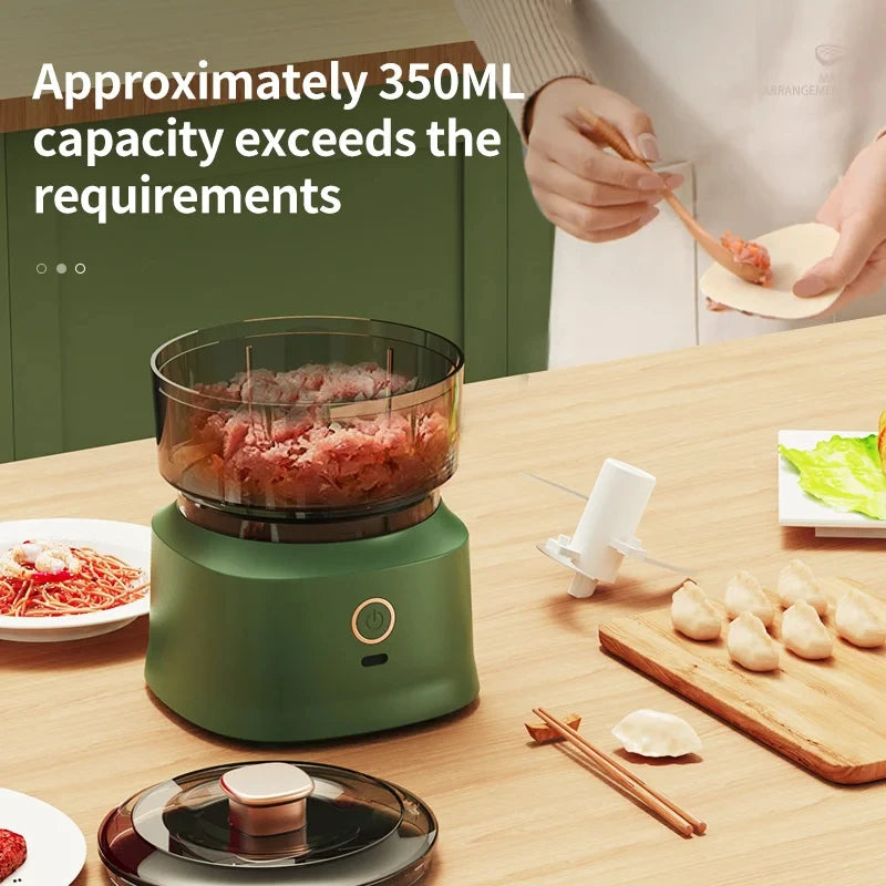 HOMEFISH Mini Wireless Electric Garlic Press – 350ml USB Rechargeable Food Shredder & Meat Grinder
