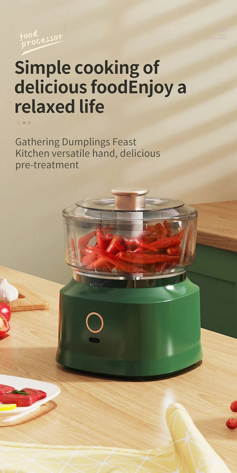 HOMEFISH Mini Wireless Electric Garlic Press – 350ml USB Rechargeable Food Shredder & Meat Grinder