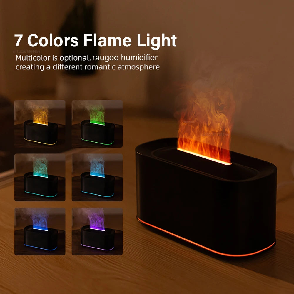 Flame Humidifier & Aroma Diffuser – 7-Color Flame Night Light Essential Oil Diffuser for Home & Desktop | cooskr