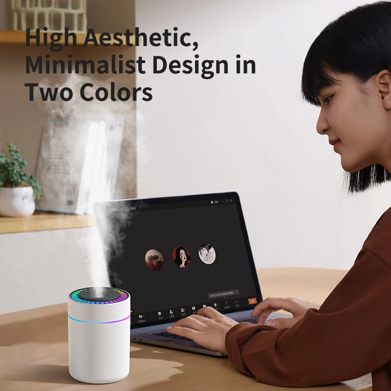 Air Humidifier & Aroma Diffuser 180ml – Aromatherapy Essential Oil Diffuser with Colorful LED Lights for Home, Car & Bedroom | kebidumei
