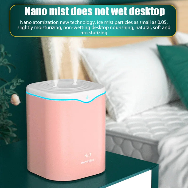 Large Capacity Air Humidifier 2000ml – Double Spray Aromatherapy Essential Oil Diffuser for Home & Office | XMSJ