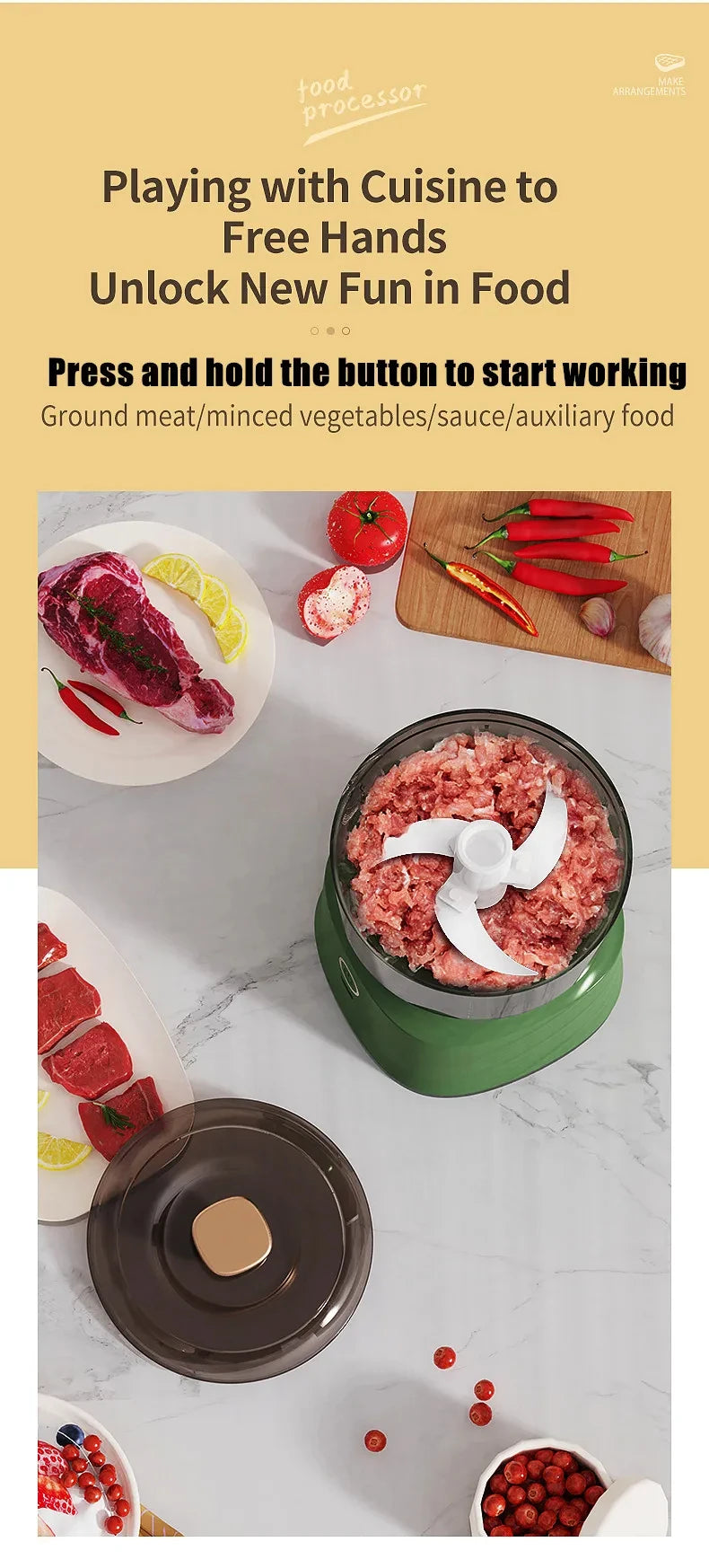 HOMEFISH Mini Wireless Electric Garlic Press – 350ml USB Rechargeable Food Shredder & Meat Grinder