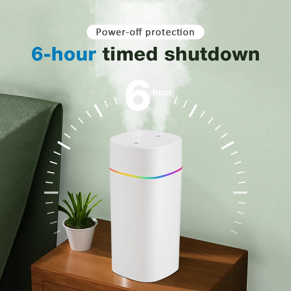 Large Air Humidifier 600ml – Double Spray Aromatherapy Essential Oil Diffuser with Colorful Lights for Home, Office & Car | AFDEAL