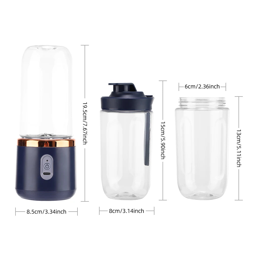 FLAREMORE Portable Juicer Blender Cup – 400ml USB Type-C Rechargeable 40W Personal Citrus Juicer