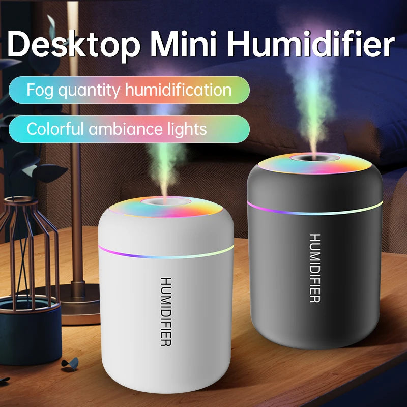 USB Mini Ultrasonic Humidifier 180ml – Aromatherapy Mist Diffuser with Touch Control for Home & Bedroom | Searide H09 Pro