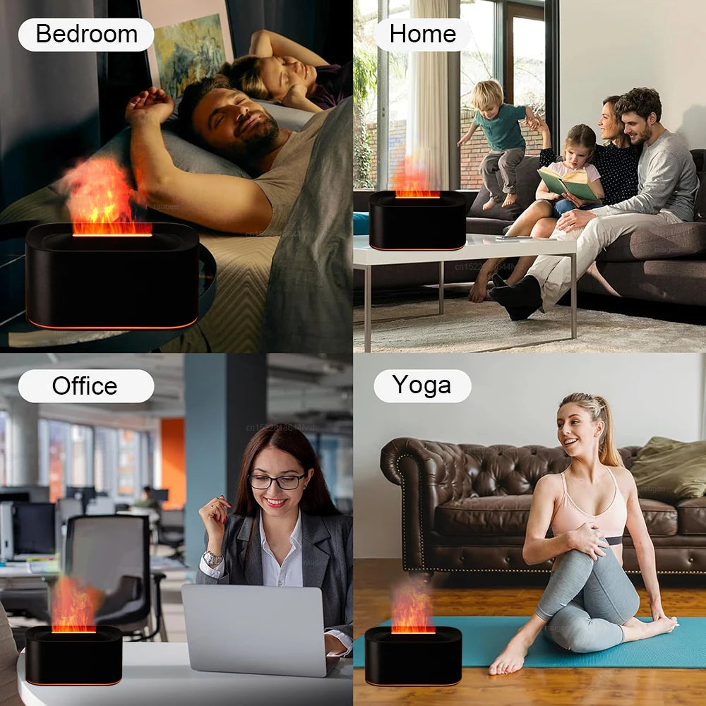 Flame Humidifier & Aroma Diffuser – 7-Color Flame Night Light Essential Oil Diffuser for Home & Desktop | cooskr