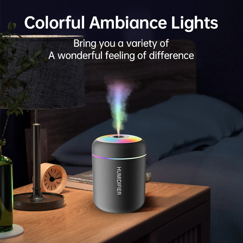 USB Mini Ultrasonic Humidifier 180ml – Aromatherapy Mist Diffuser with Touch Control for Home & Bedroom | Searide H09 Pro