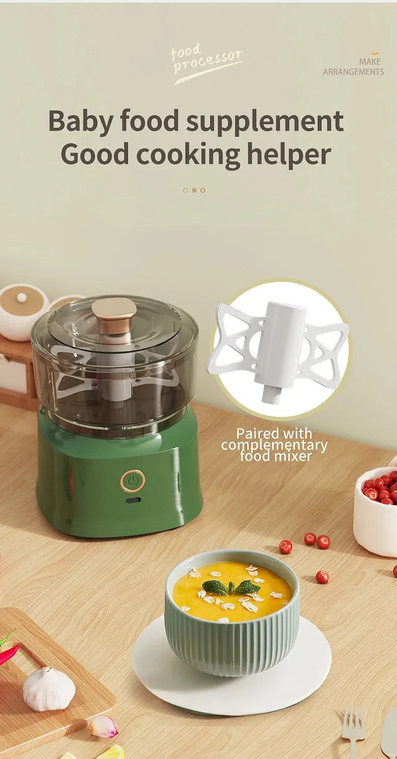 HOMEFISH Mini Wireless Electric Garlic Press – 350ml USB Rechargeable Food Shredder & Meat Grinder